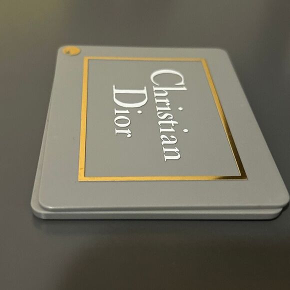 Vintage Christian Dior Slide Compact Mirror Gray Gold Logo Travel Cosmetic Mini - Picture 3 of 8